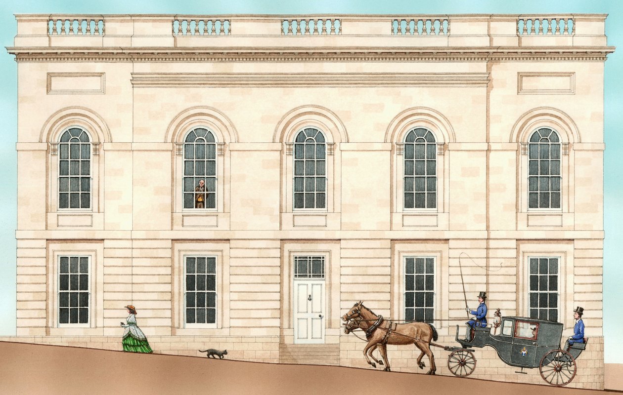 Armagh Robinson Library, Armagh, N. Irsko: exteriér v roce 1852, 2001 (tuš a akvarel) od Stephen Conlin