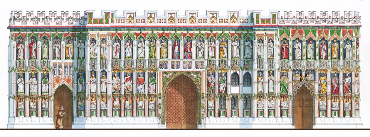 Obrazové plátno katedrály v Exeteru, asi 1480-1538 (tuš a akvarel na papíře) od Stephen Conlin