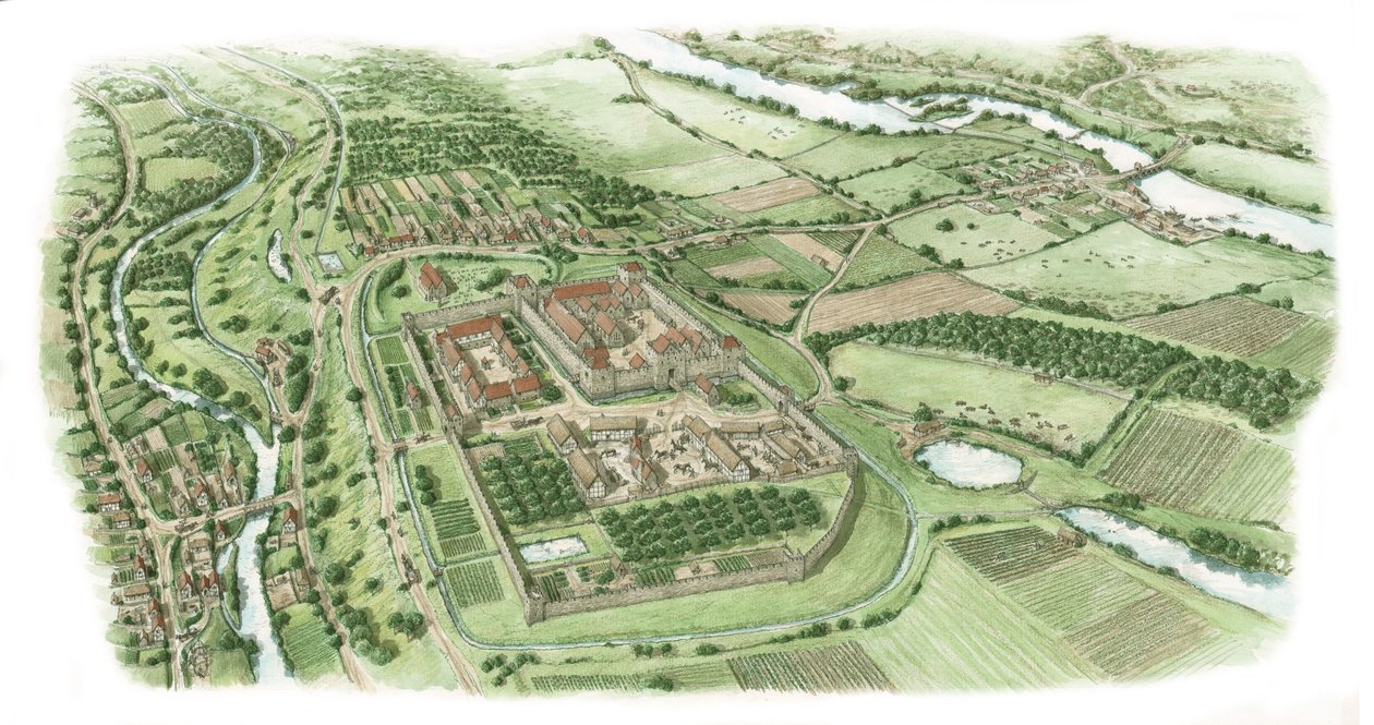 Převorství svatého Jana, Kilmainham, Dublin (nakresleno 2022), asi 1340-1370 (tuš a akvarel) od Stephen Conlin