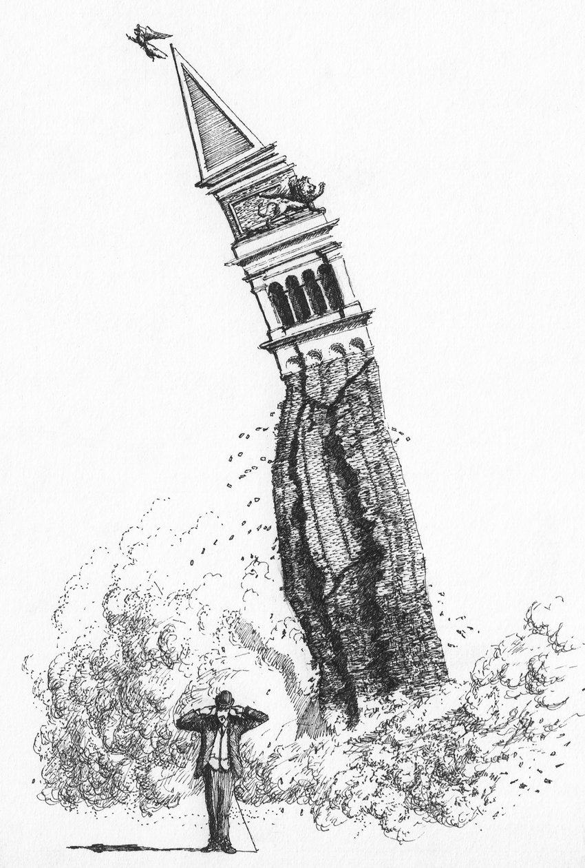 Zřícení kampanily na náměstí svatého Marka v Benátkách v roce 1902 od Stephen Conlin