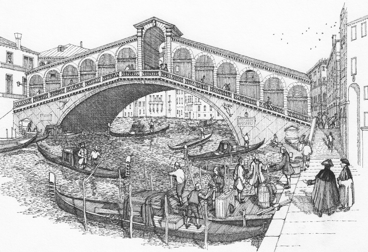 Most Rialto, Benátky v 18. století od Stephen Conlin