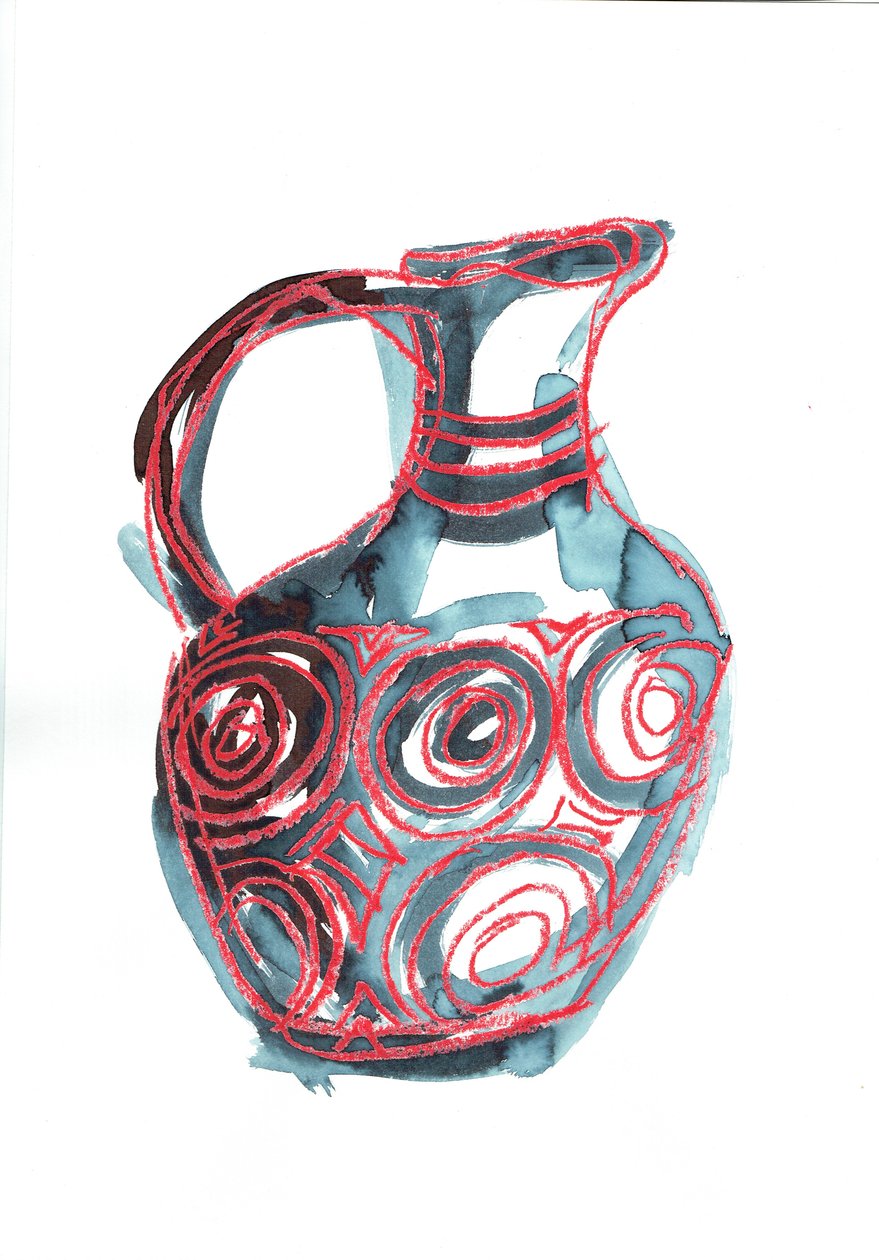 Nádoba IV, 2016 (olejový pastel a barvivo na papíře) od Stephen Dow