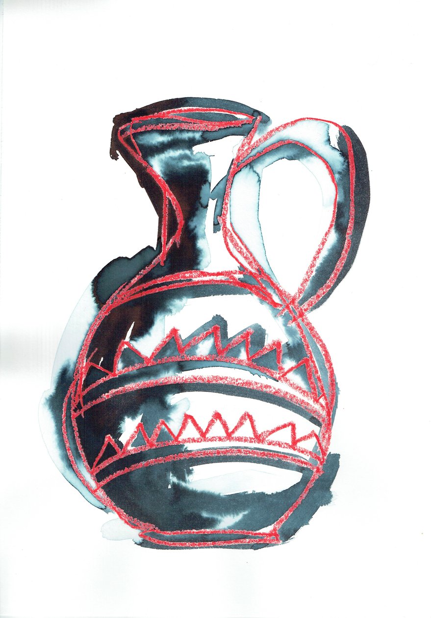 Nádoba V, 2016 (olejový pastel a barvivo na papíře) od Stephen Dow