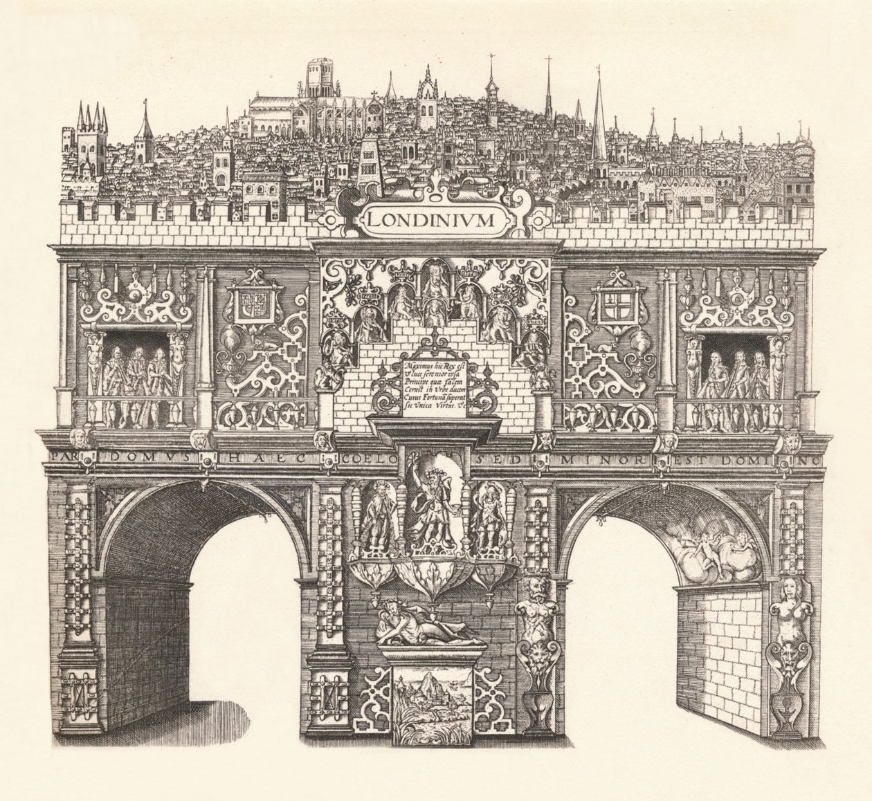 Triumfální oblouk postavený na počest krále Jamese Vstup do Londýna a průjezd Londýnem, 1604, od Stephen Harrison