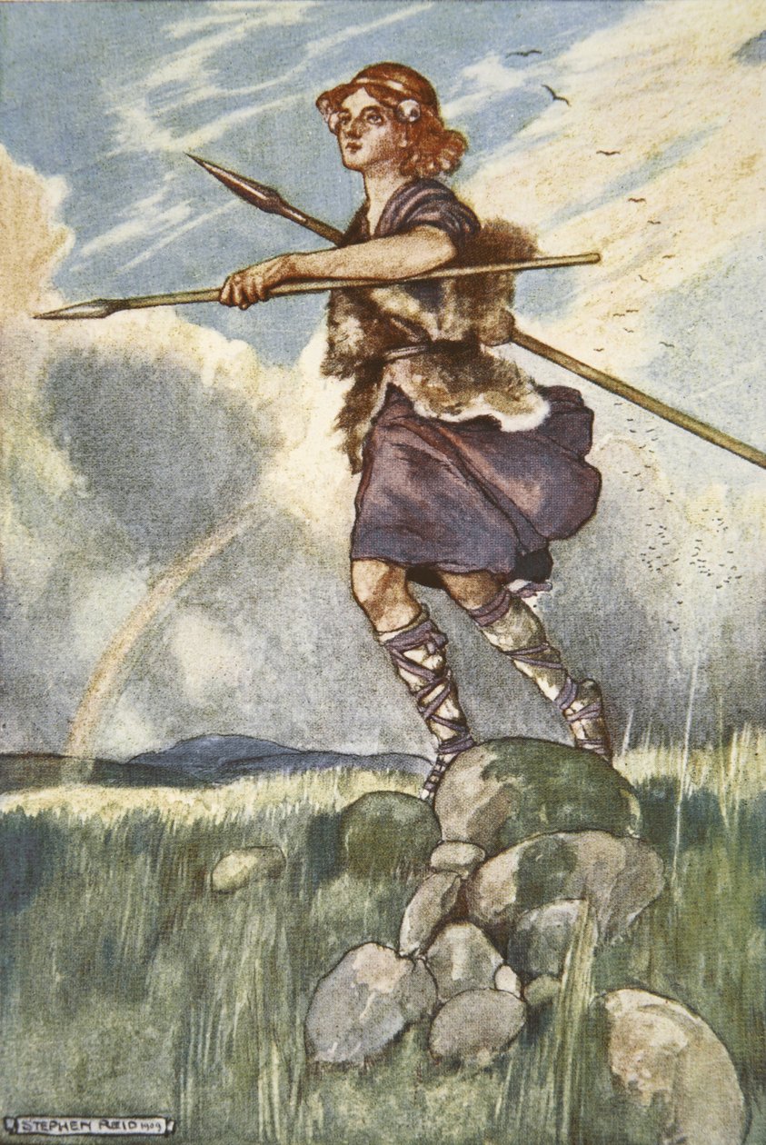 Cuchulain se vydává za Emain Macha, ilustrace z „Cuchulain, The Hound of Ulster“ od Eleanor Hull (1860-1935) od Stephen Reid