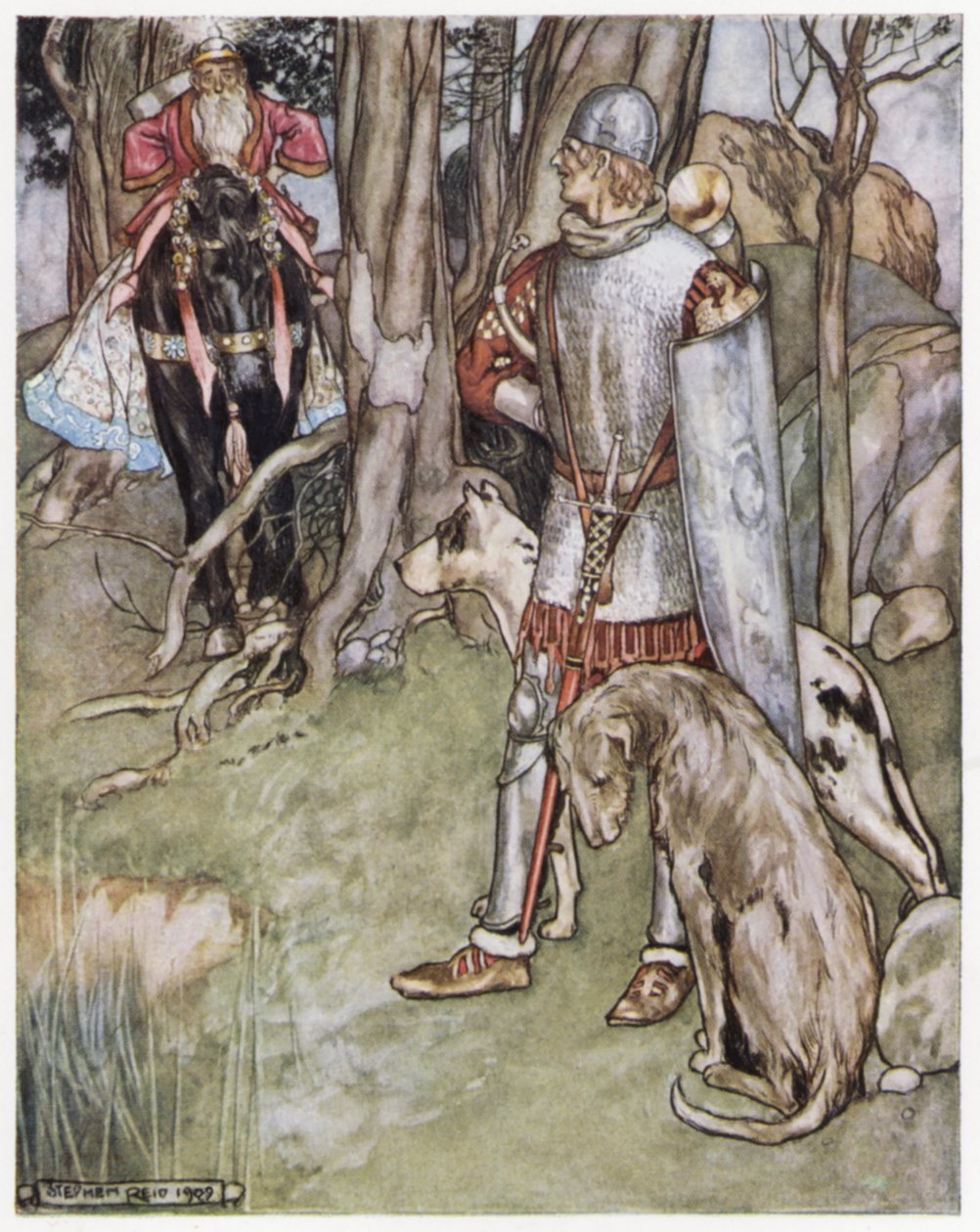 Illustration for Siegfried the Dragon-Slayer (colour litho)   1405353   cs       czech Successfully Translated  Original: Detail of Bedspread Pattern Translat: Detail of Bedspread Pattern 1222697 cs czech Successfully Translated Original: Portret van Ferdi od Stephen Reid