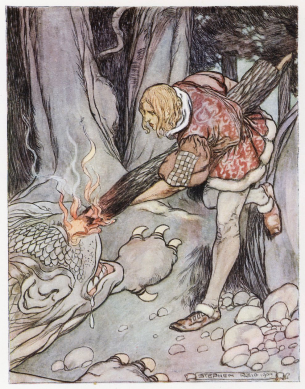 Ilustrace k Siegfriedovi drakobijci (barva lito) od Stephen Reid