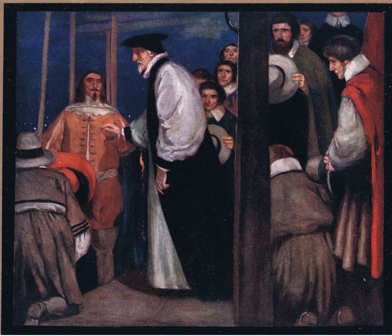 Laud vstupuje do člunu v Lambeth, aby šel do věže (barva litho) od Stephen Reid