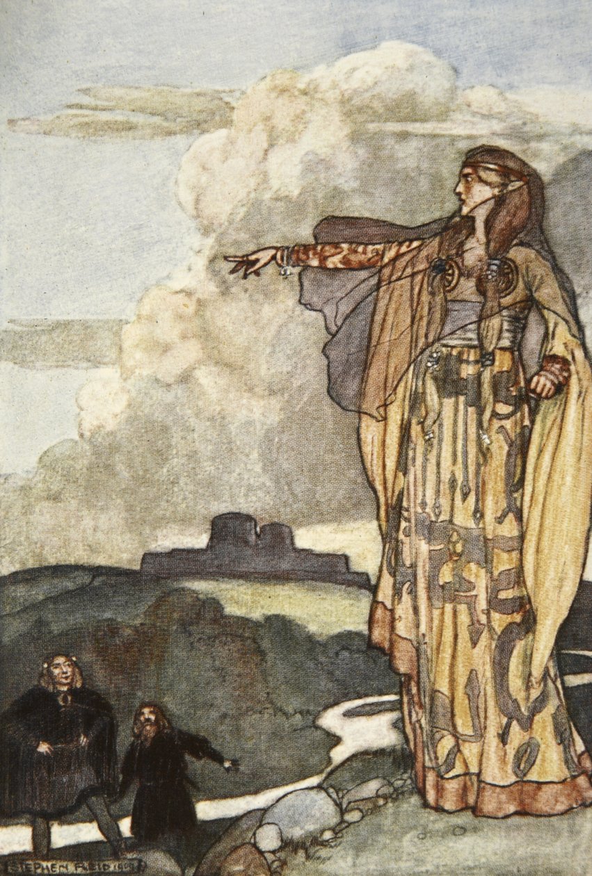 Macha Curses the Men of Ulster, ilustrace z 