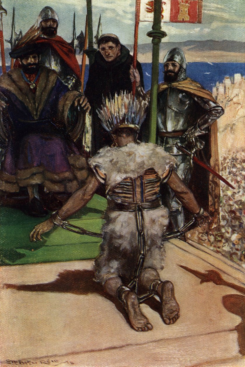 Montezuma II. se stal vězněm hernana Cortése v roce 1519. od Stephen Reid