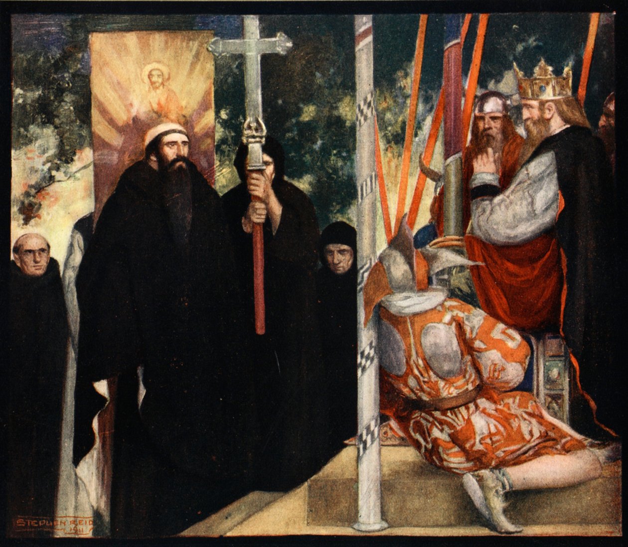 Přijetí svatého Augustina od Ethelberta, ilustrace z 