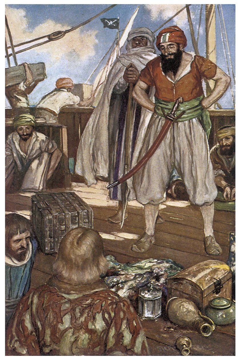 Reprezentace barbarských pirátů ve Středozemním moři v knize Henryho Gilberta „The Boy