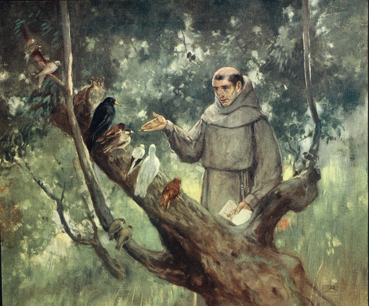 Svatý František káže ptákům, ilustrace z 