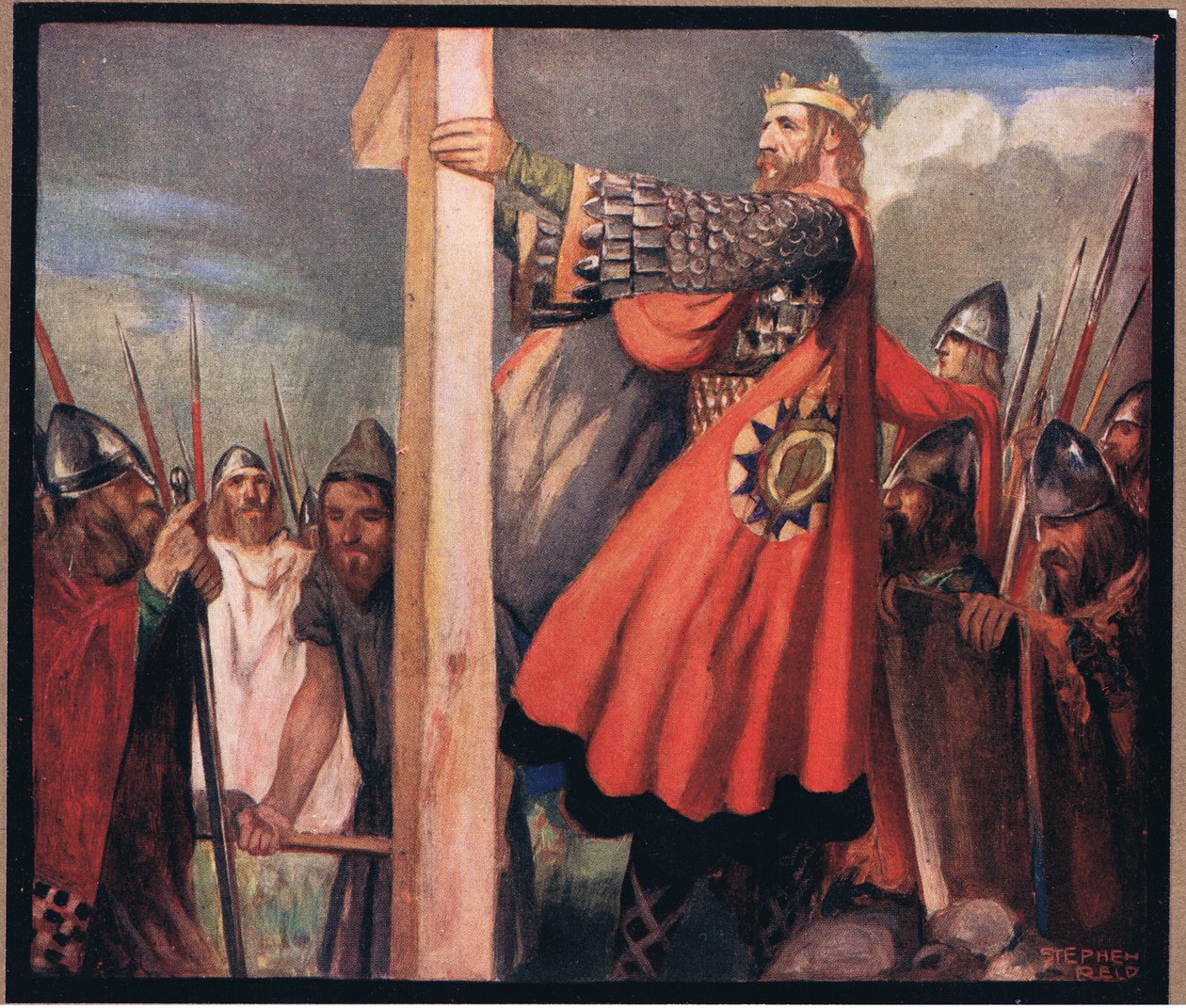 Saint Oswald v Hevenfelth (barevné lito) od Stephen Reid