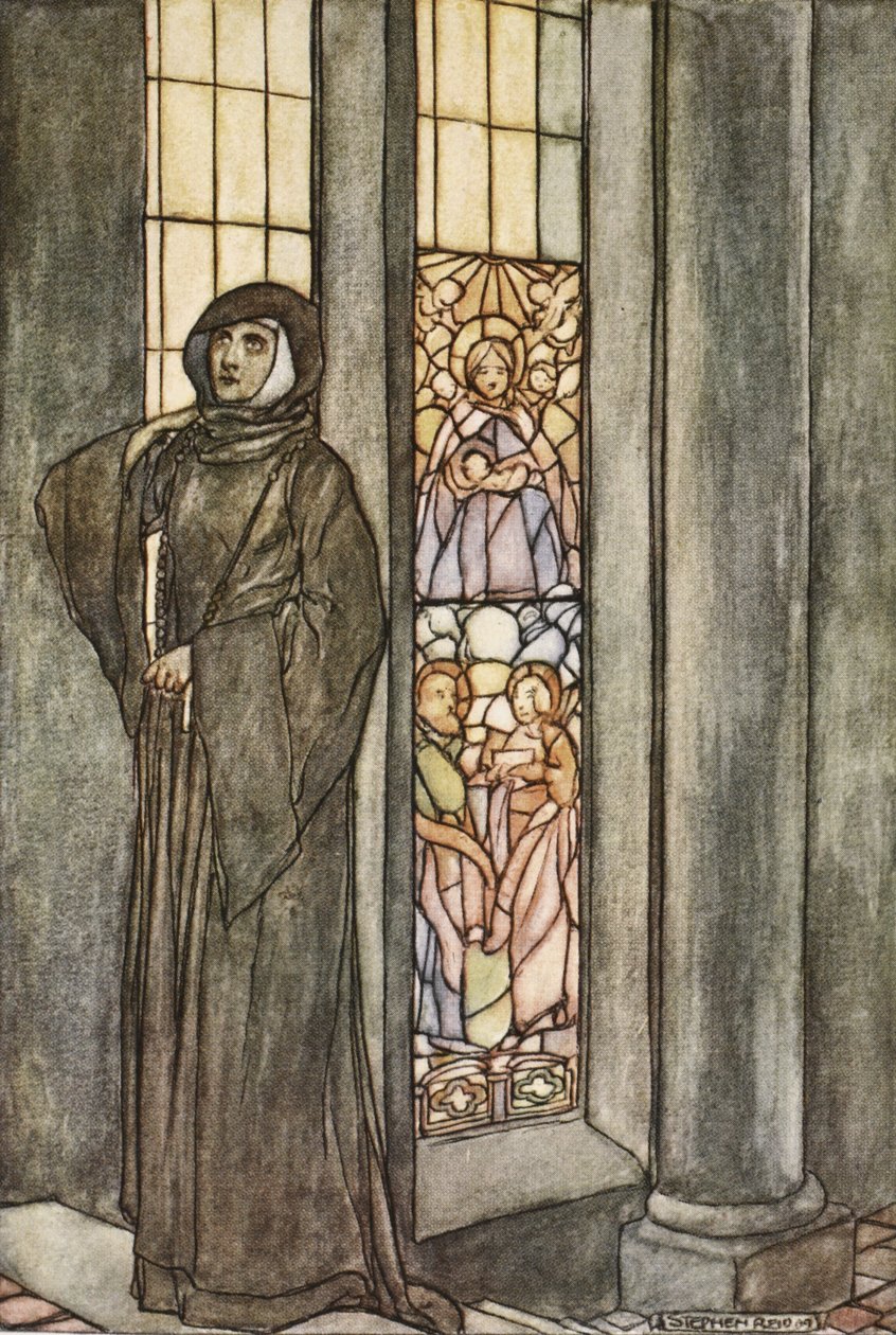 Slyšela znovu a znovu volat své vlastní jméno, ilustrace z „The High Deeds of Finn, and other Bardic Romances of Ancient Ireland“ od T.W. Rolleston (barva lito) od Stephen Reid