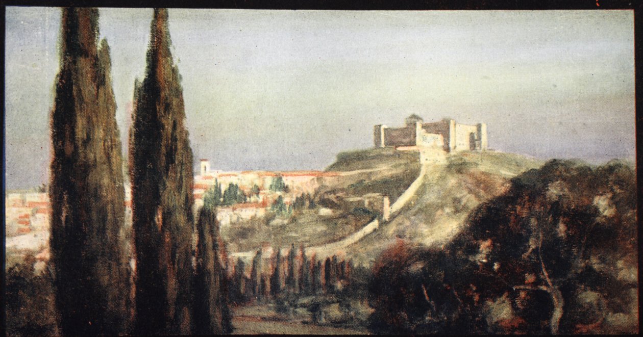 Spoletto, rodiště svatého Benedikta, ilustrace z 