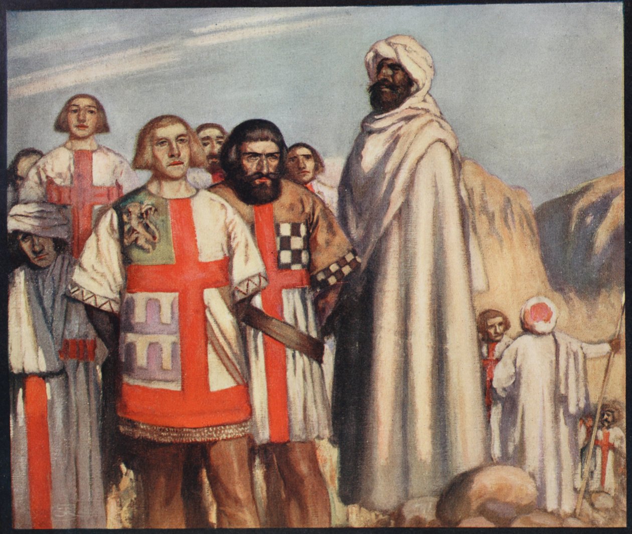 Rytíři Červeného kříže v moci Saladin, ilustrace z 