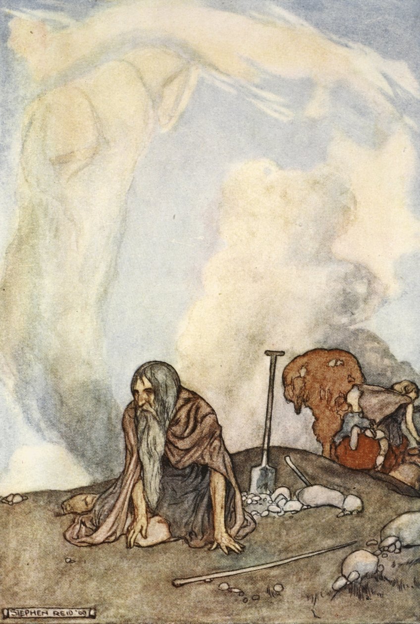 Bílý oř zmizel z jejich očí jako věnec mlhy, ilustrace z „The High Deeds of Finn, and other Bardic Romances of Ancient Ireland“ od T.W. Rolleston (barva lito) od Stephen Reid
