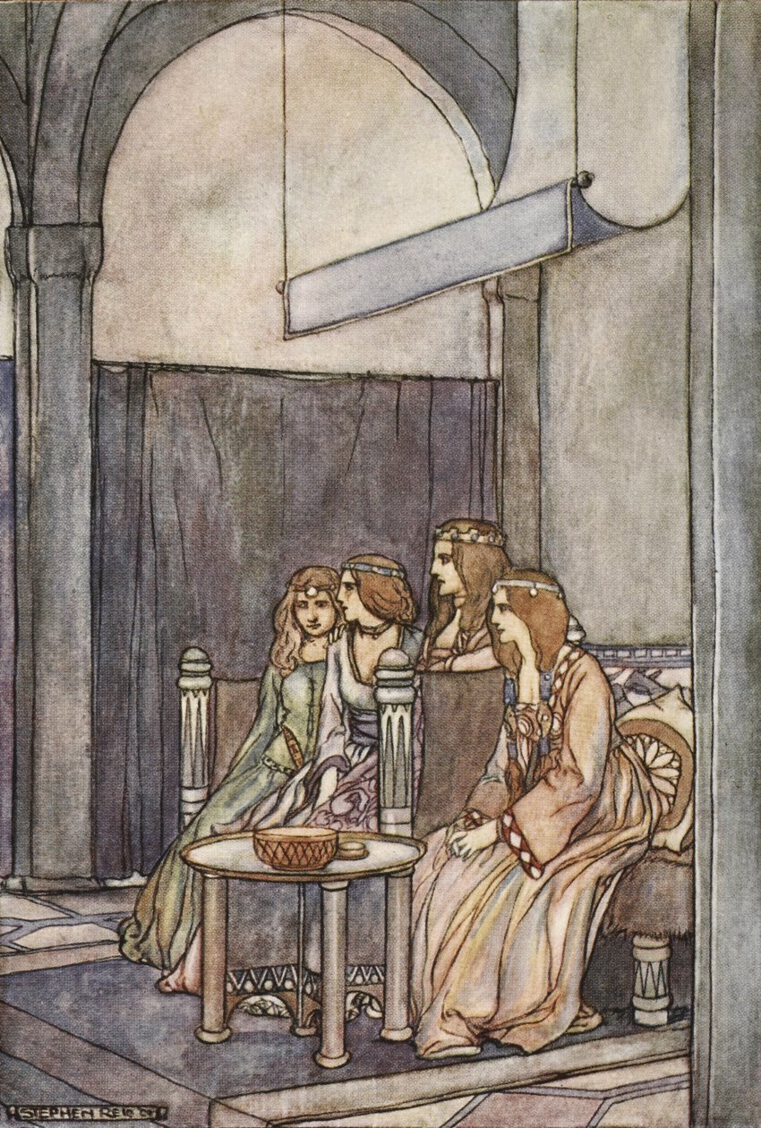 Seděly tam tři panny s královnou, ilustrace z 