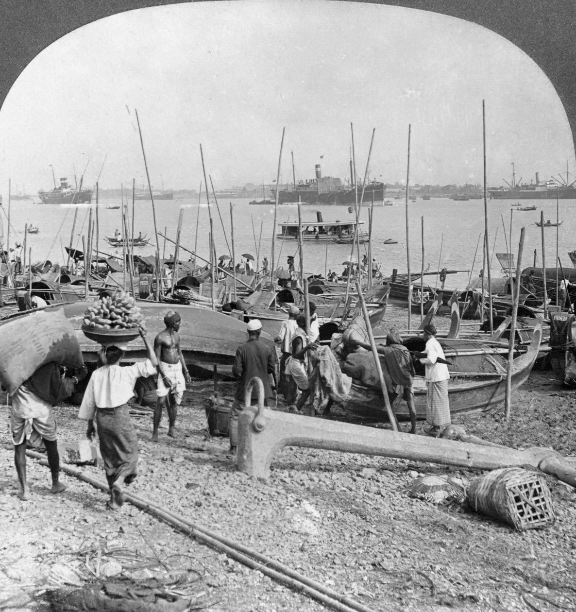 Přístav Rangún na řece Irrawaddy, Barma, 1908 od Stereo Travel Co
