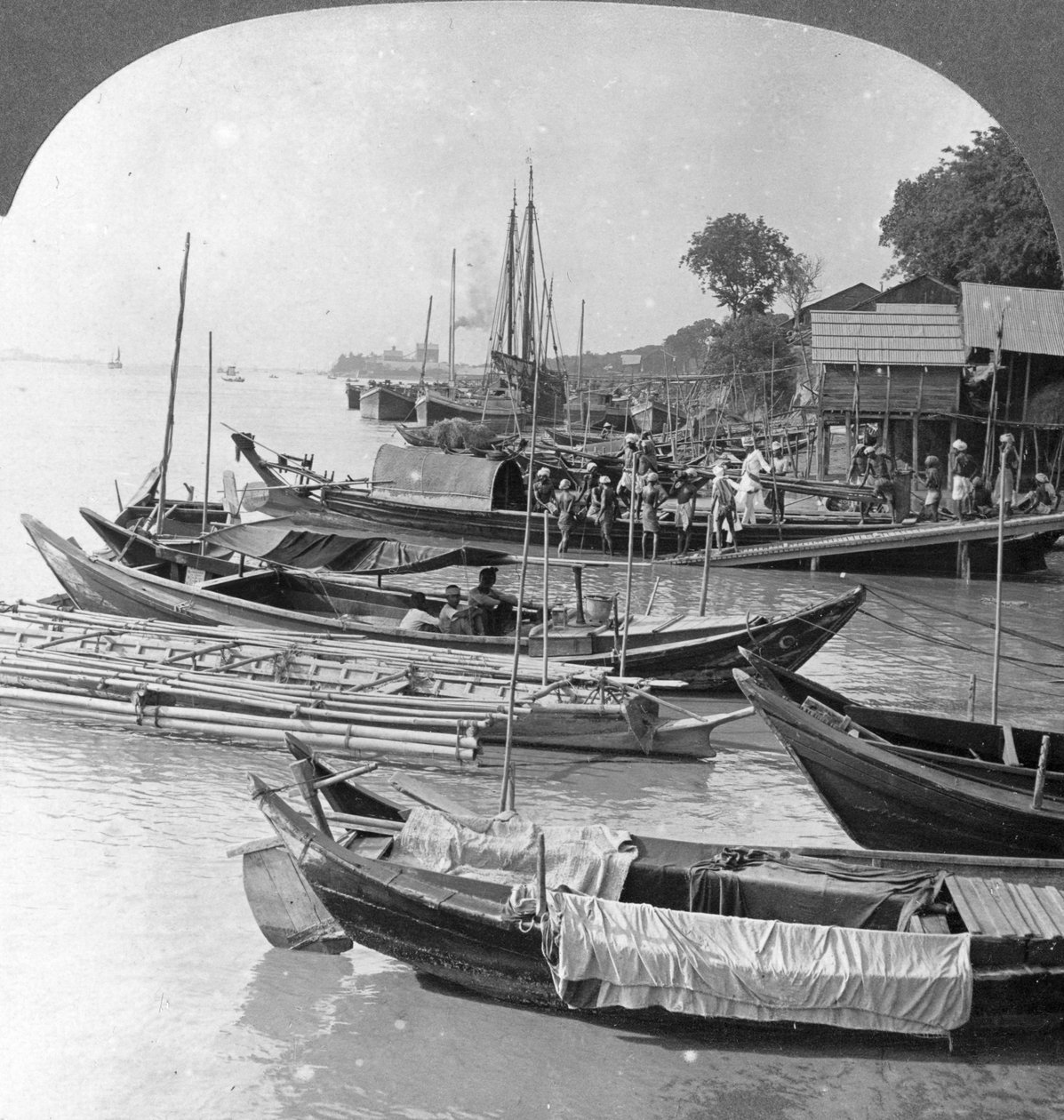 Pohled na řeku Irrawaddy, Rangún, Barma, 1908 od Stereo Travel Co