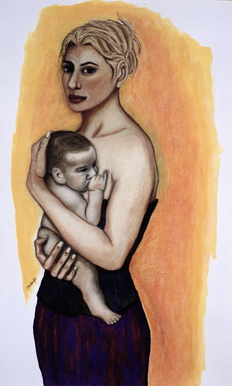 Její syn (pastel a inkoust na papíře) od Stevie Taylor