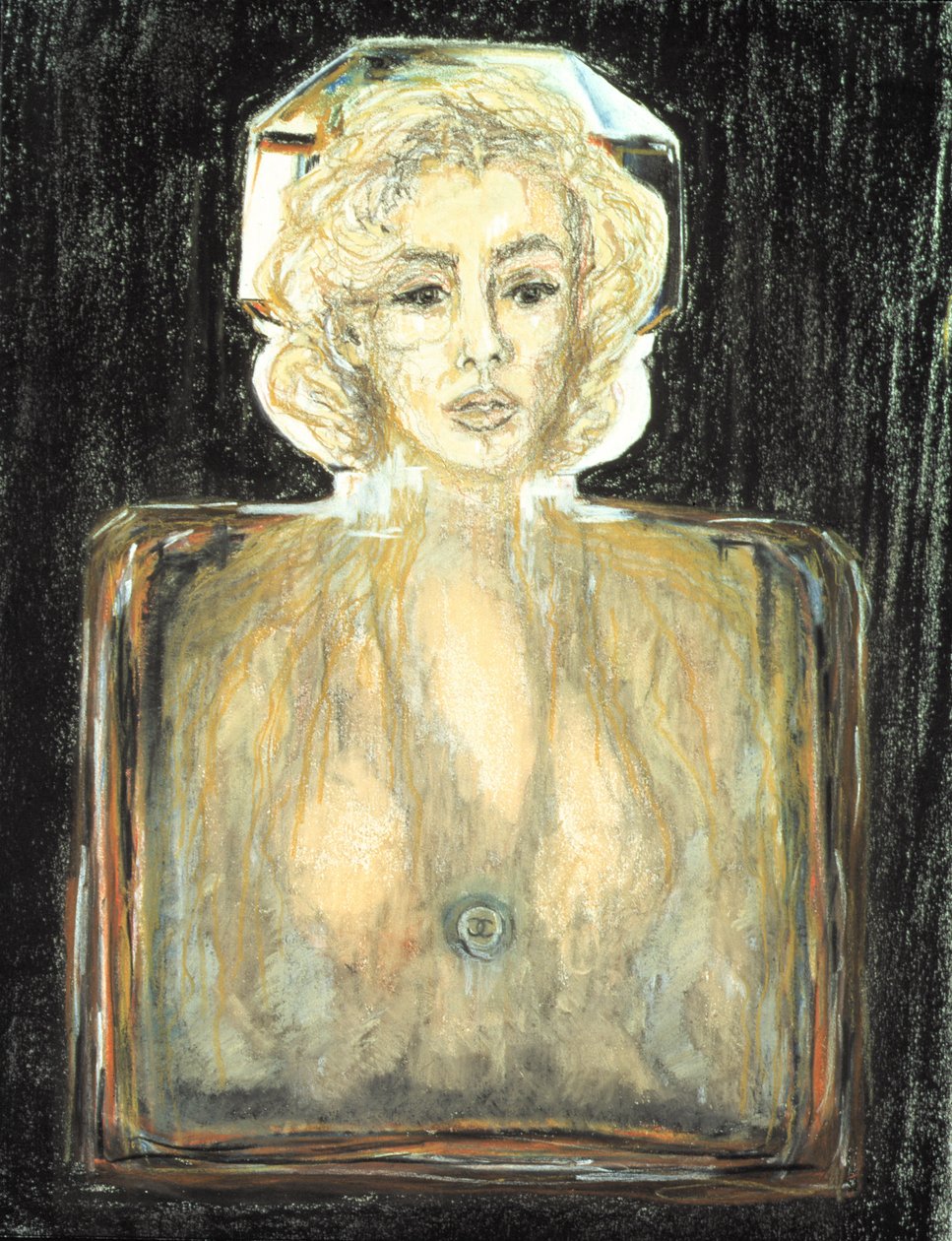 Marilyn in Chanel, 1996 (pastel, tužka a uhel na papíře) od Stevie Taylor