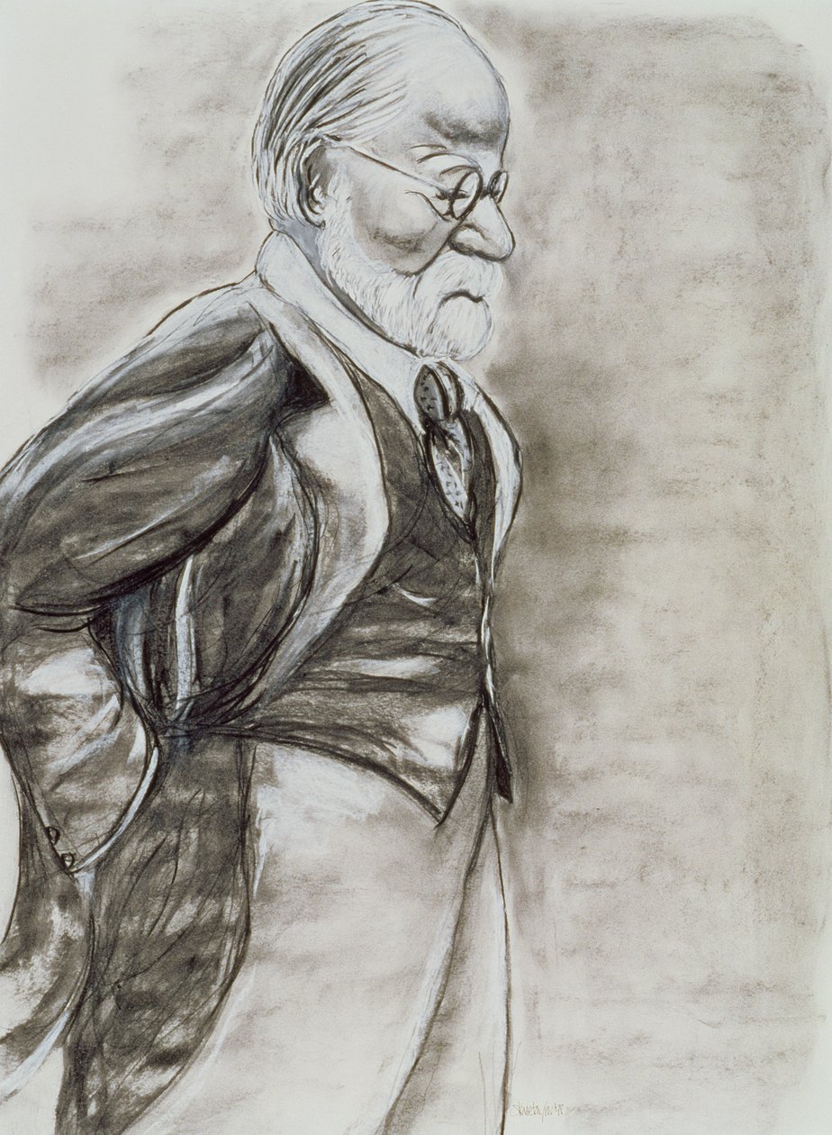 Sigmund Freud (1856-1939) 1998 (uhl a pastel na papíře) od Stevie Taylor
