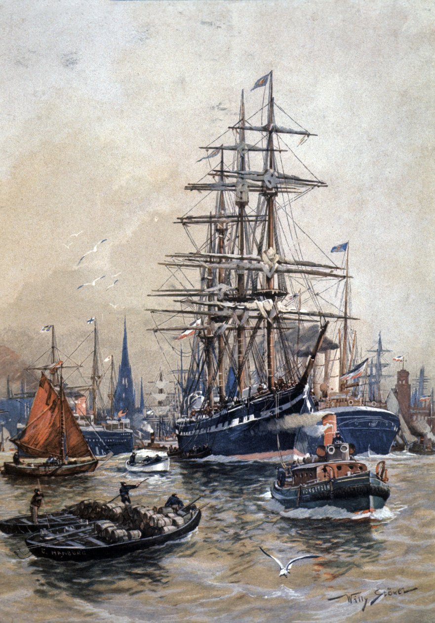 Přístav Hamburk v 19. století od Stoewer Willy (1864 1931)