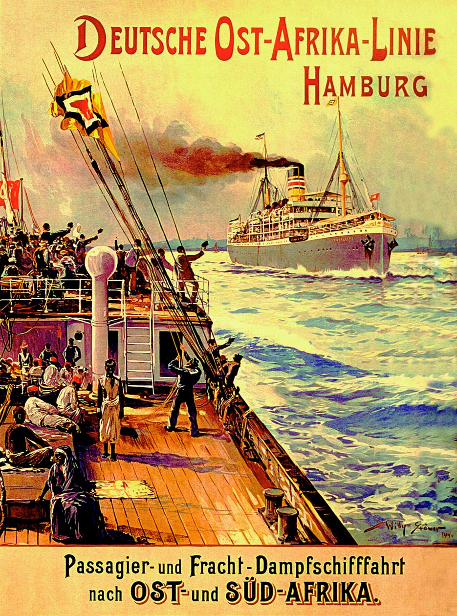 Plakát propagující německou linku East Africa Line, Hamburk, 1904 od Stoewer Willy