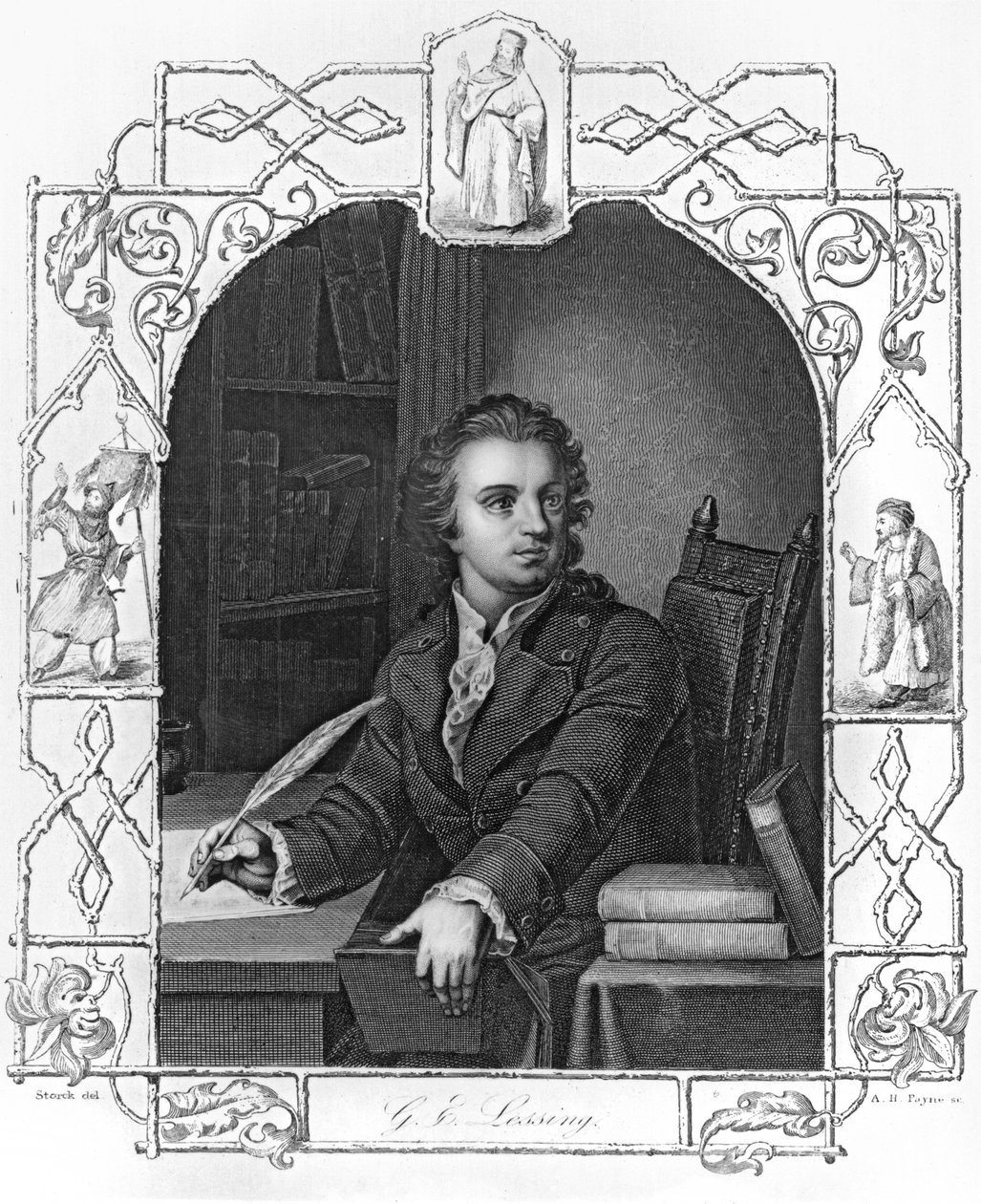 Gotthold Ephraim Lessing (1729-1781) vyrytý Albertem Henry Paynem (1812-1902) od Storck
