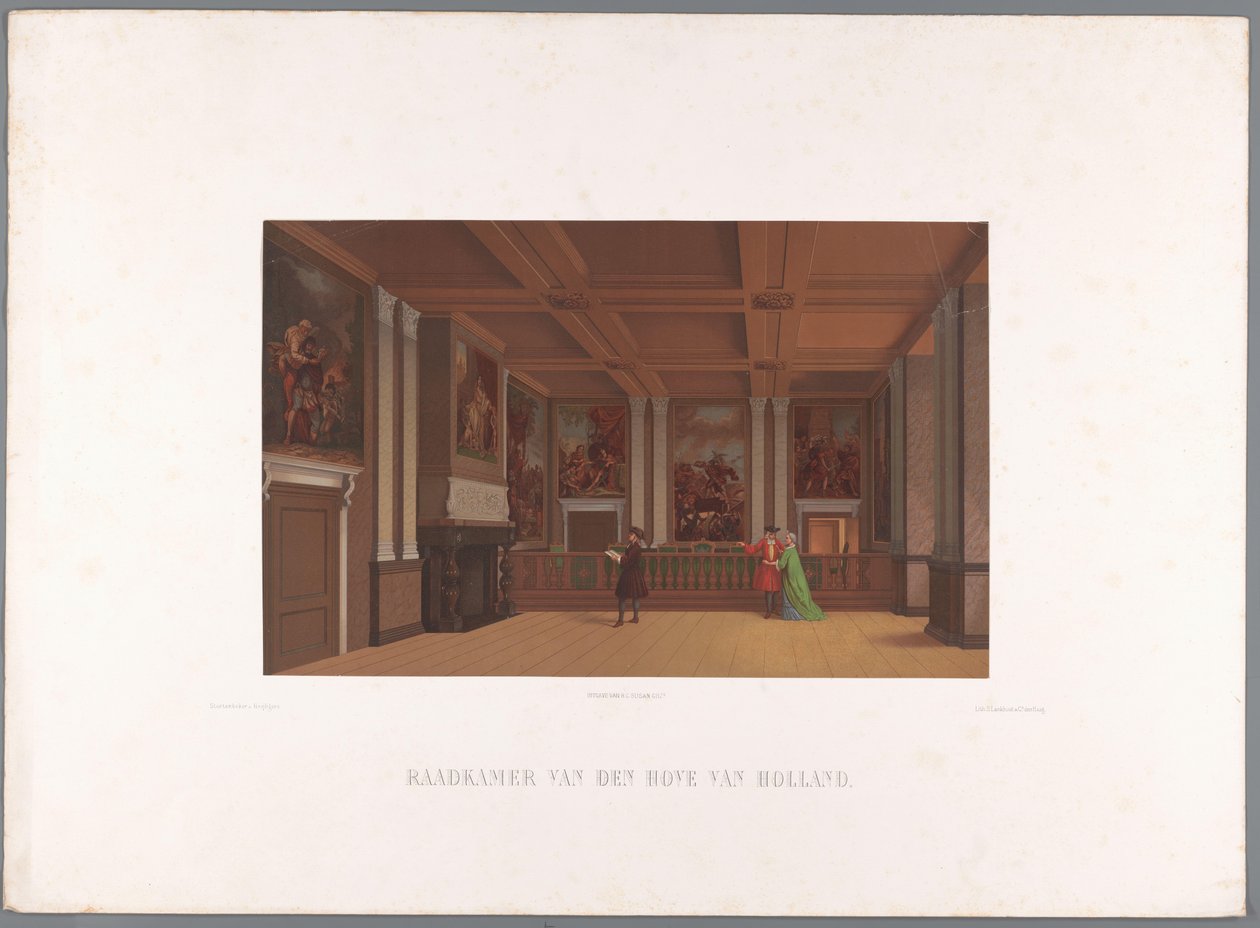 Pohled do interiéru radního sálu, v hraběcích pokojích Council Chamber of den Hove of Holland (název na objektu) od Stortenbeker and Heijligers