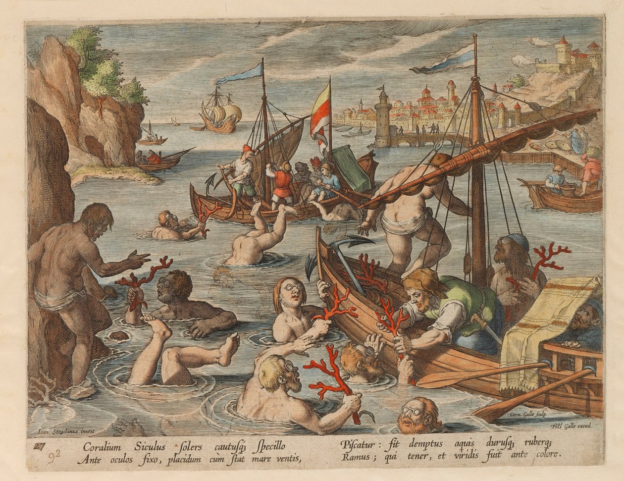 Lov korálů. Ze série Lov divokých zvířat, ptáků a ryb, 1578. od Stradanus
