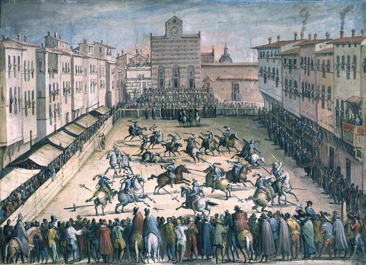Závod na koních na náměstí Piazza Santa Croce, 1561-1562 od Stradanus