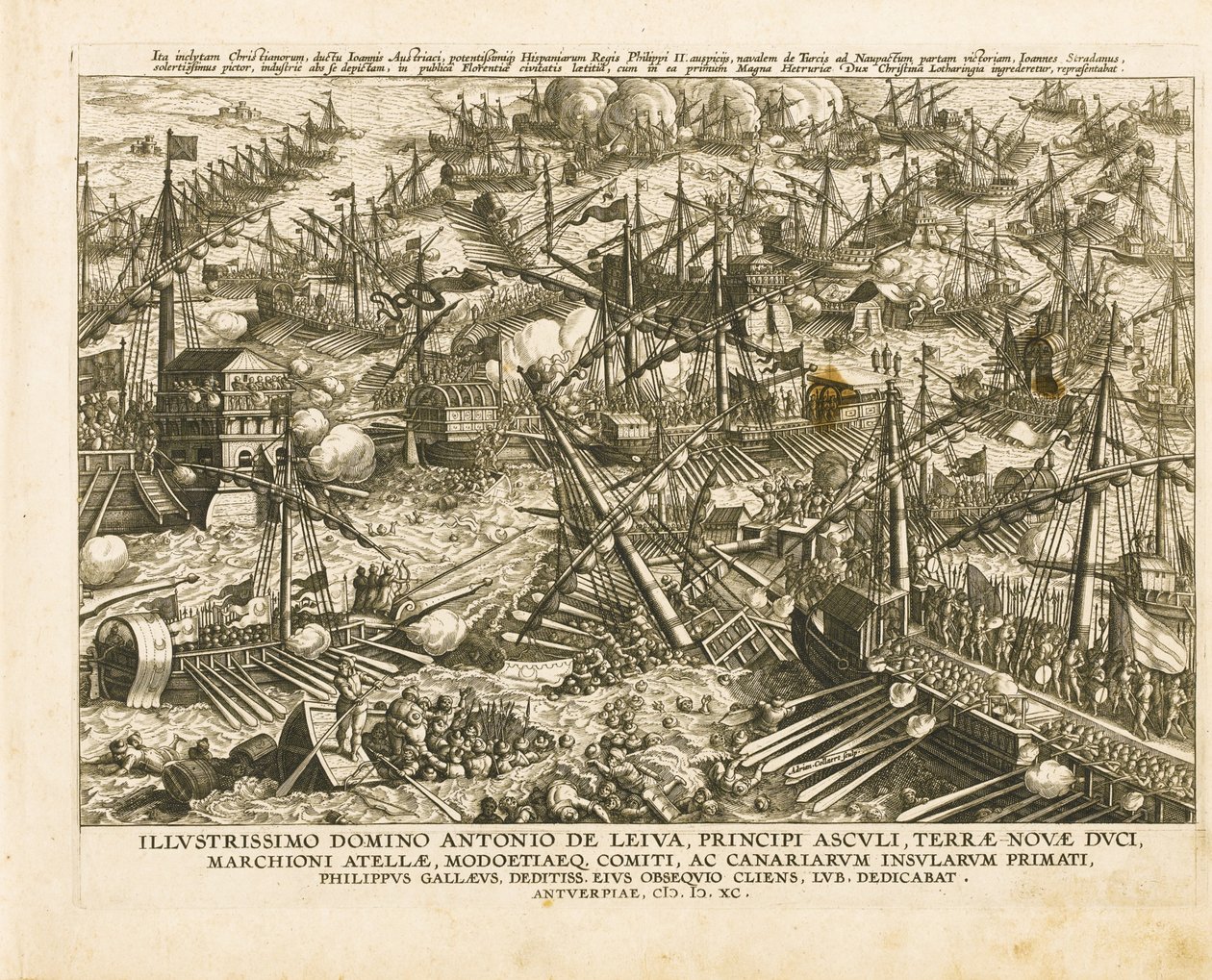 Bitva u Lepanta dne 7. října 1571, asi 1578 od Stradanus