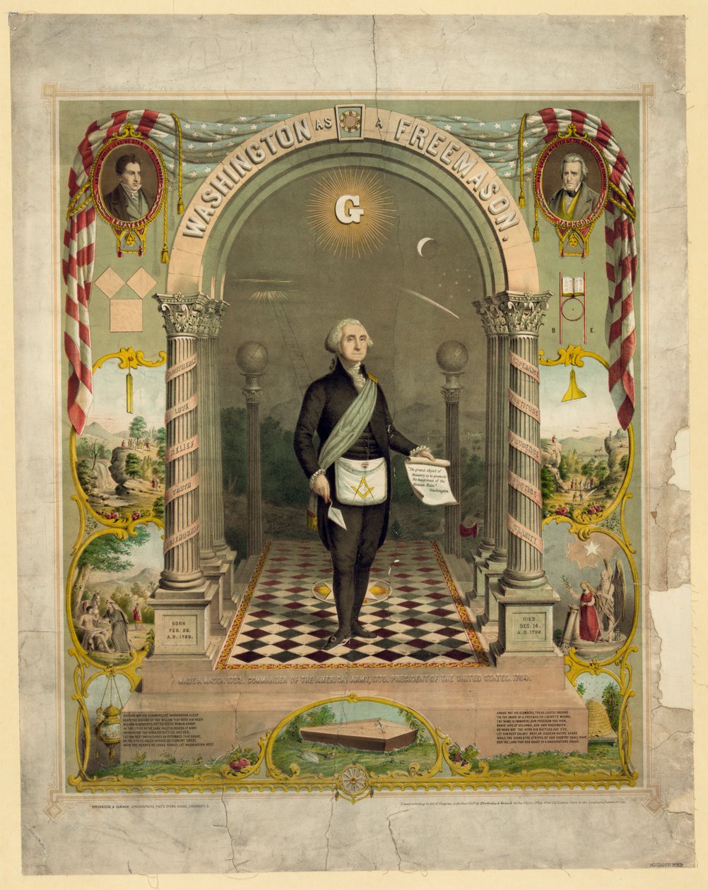 Washington As A Freemason / Strobridge  Gerlach Lithographers, Pike