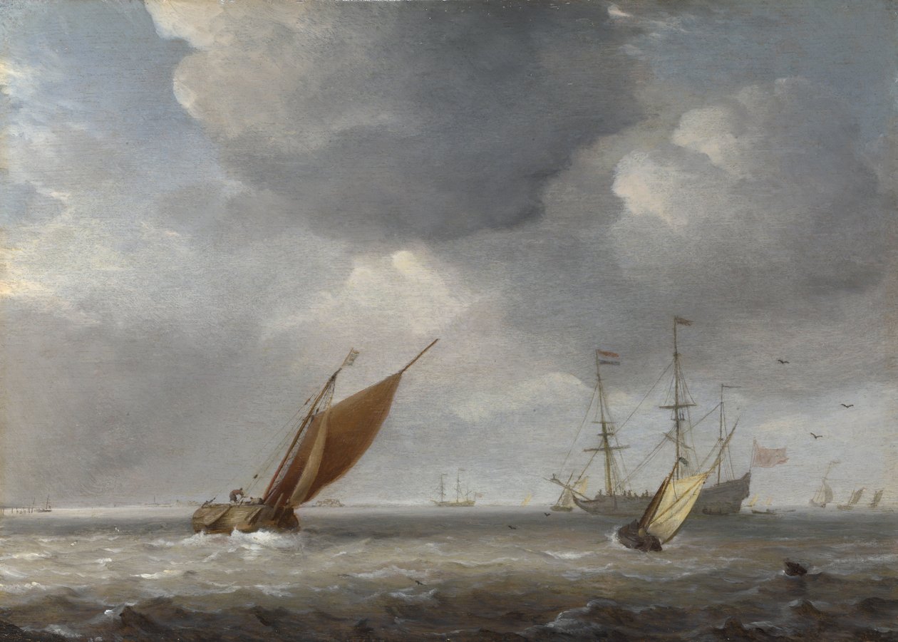 Malá holandská plavidla ve větru od Willem van de Velde the Younger