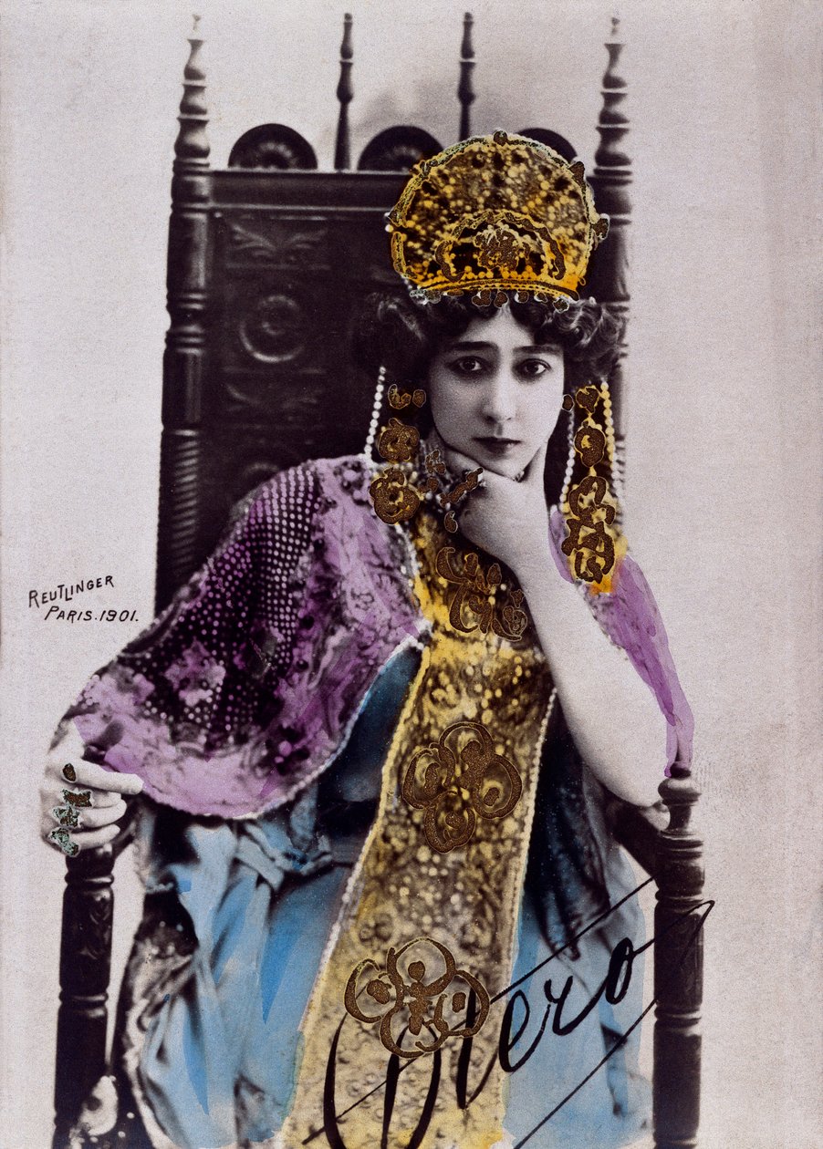 Portrét Caroline (La Belle) Otero (1868-1965), pohlednice s autogramem od Studio Reutlinger