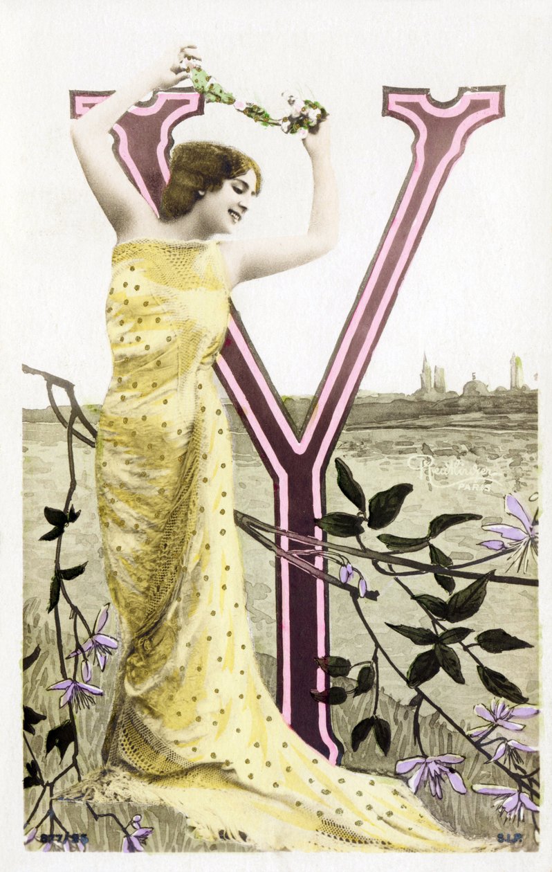 Y: Bianca Toledo, umělkyně, zpěvačka a sevilská tanečnice z Belle Epoque - Casino de Paris, Folies Bergere - abeceda na pohlednici od Studio Reutlinger
