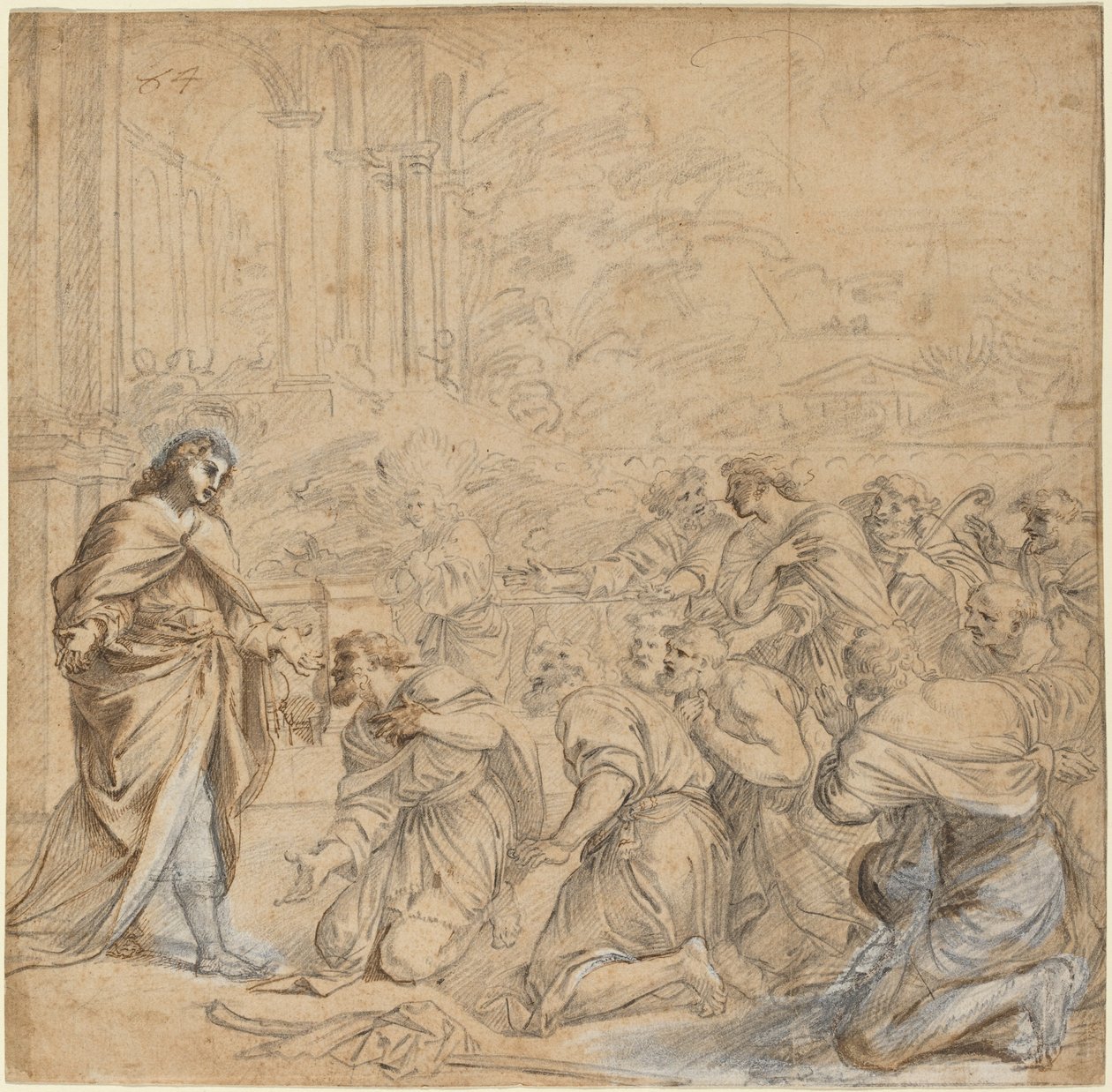 Joseph zjevující se svým bratrům v Egyptě od Studio of Pier Francesco Mola