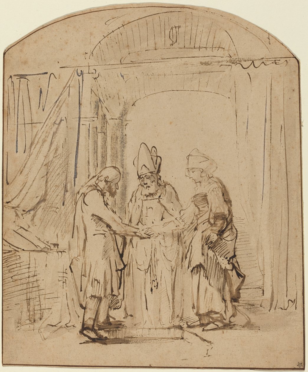 Zasnoubení Panny Marie od Studio of Rembrandt van Rijn