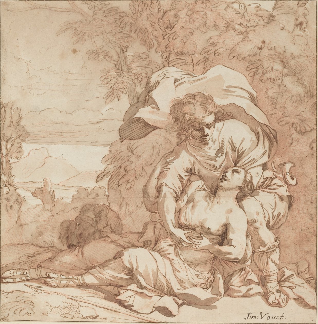 Procris a Cephalus (?) od Studio of Simon Vouet