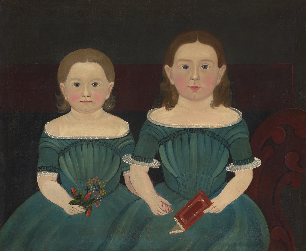 Mary a Elizabeth Hathawayovy, asi 1849 (olej na plátně) od Sturtevant J. Hamblin