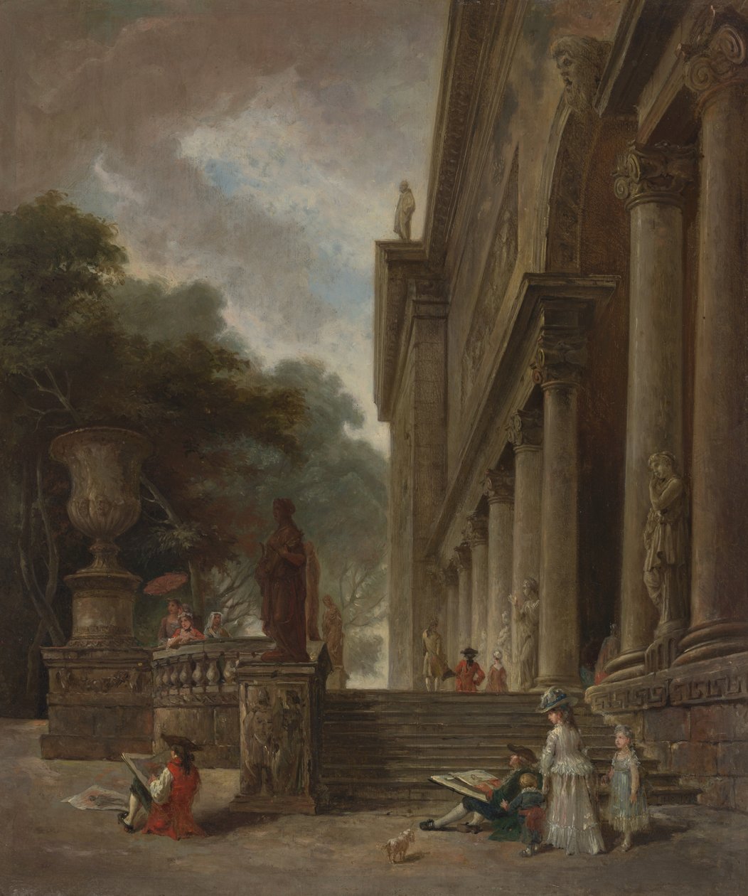 Kolonáda a zahrady Medicejského paláce od Style of Hubert Robert