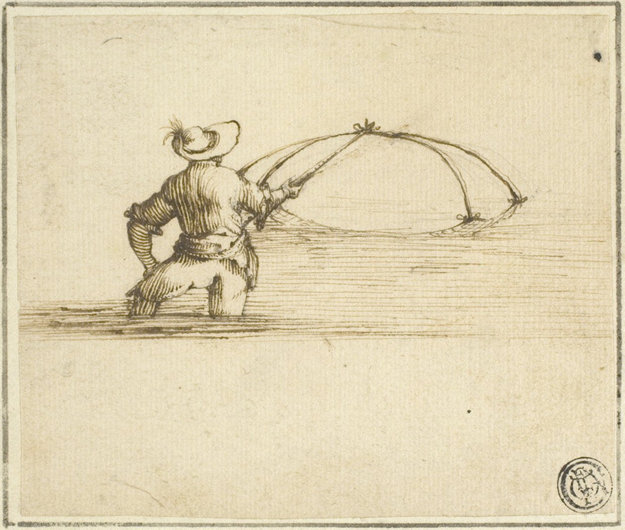 Rybář se sítí od Style of Jacques Callot