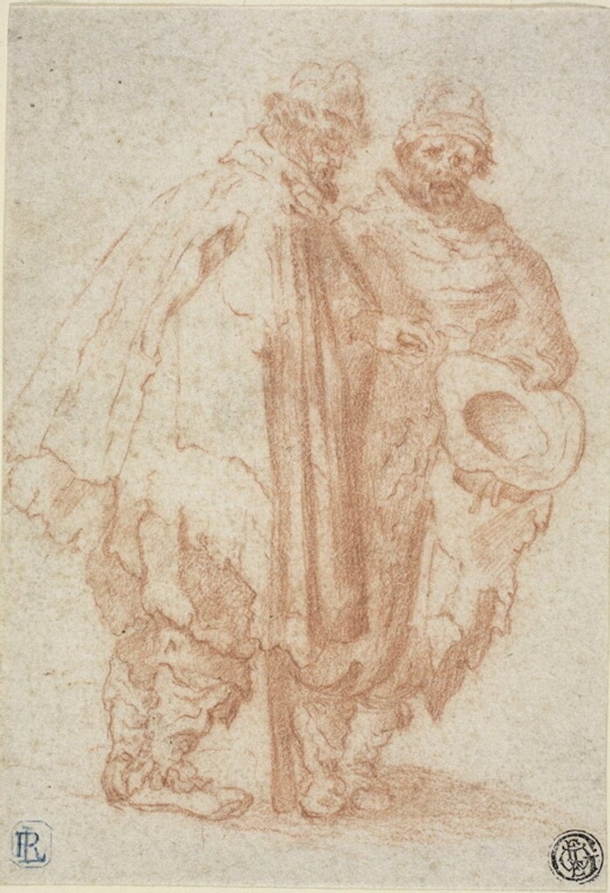 Dva vousáči v otrhaných pláštích od Style of Jacques Callot