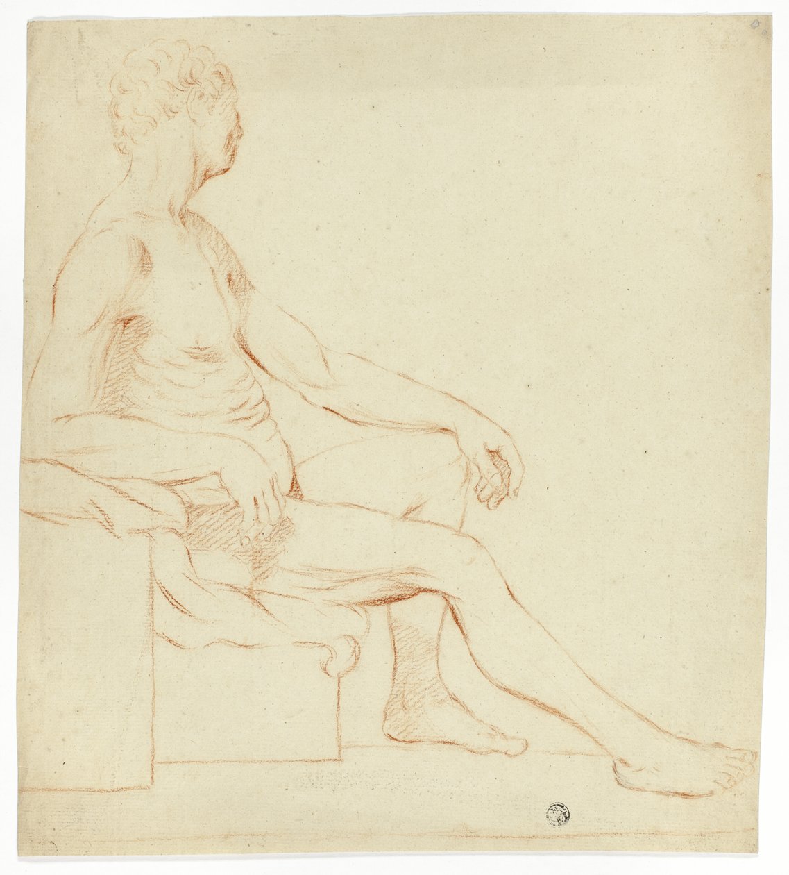 Sedící akademický mužský akt od Style of Jacques Louis David