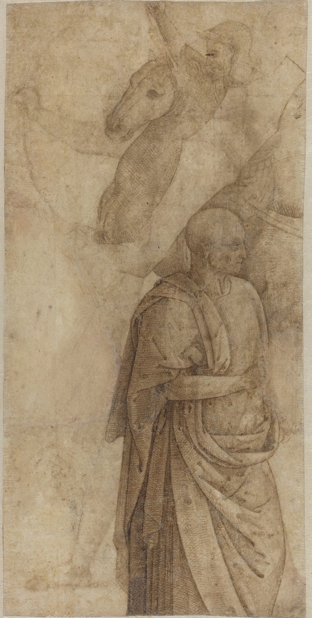 Jezdec a stojící zahalený muž, po antice [verso] od Style of Pietro Perugino