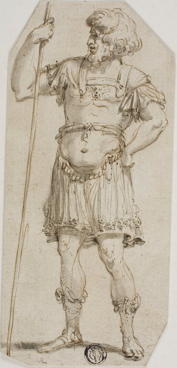 Stojící římský válečník držící hůl od Style of Raymond de Lafage