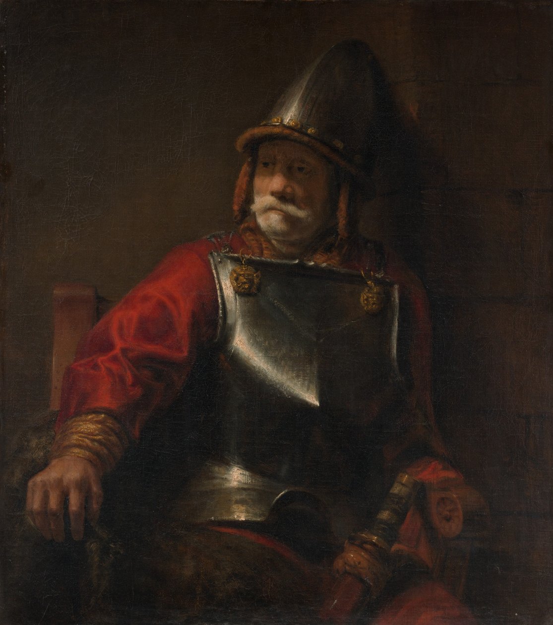 Muž v brnění Mars. od Style of Rembrandt